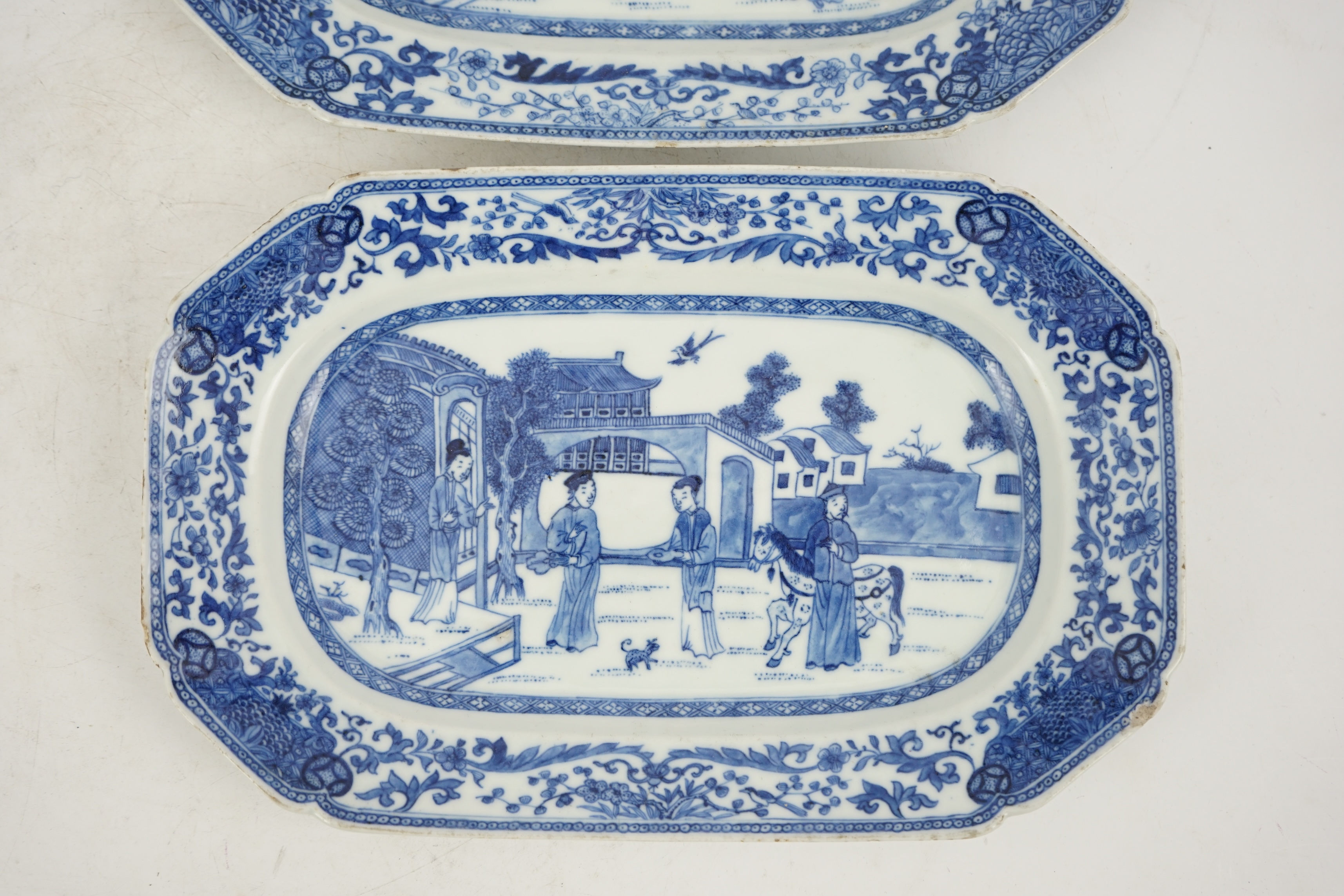 A pair of small Chinese blue and white small serving dishes, Qianlong period